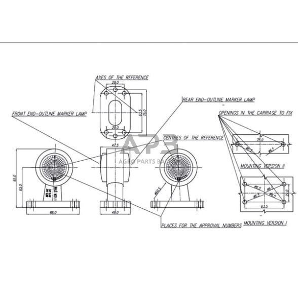 Priekabos žymeklio LED lemputė 12/24V, 95x86mm, Waś 1400300293BC 2 Priekabos žymeklio LED lemputė 12/24V, 95x86mm, Waś 1400300293BC 2