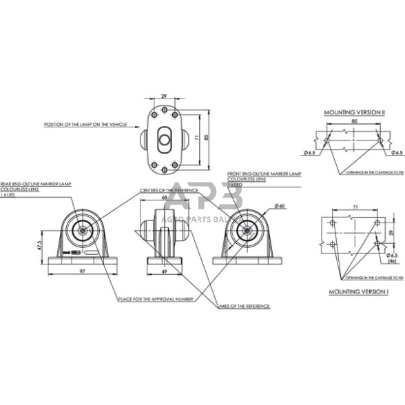 Priekabos žymeklio LED lemputė 12/24V, 97x68x78mm, Waś 1400300041 4 Priekabos žymeklio LED lemputė 12/24V, 97x68x78mm, Waś 1400300041 4