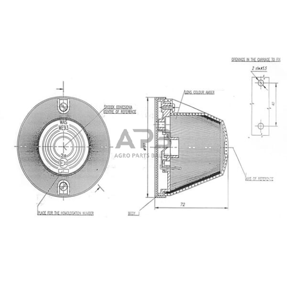 Priekabos žymeklio lemputė 12/24V, Ø91mm, Waś 1400690120 2 Priekabos žymeklio lemputė 12/24V, Ø91mm, Waś 1400690120 2