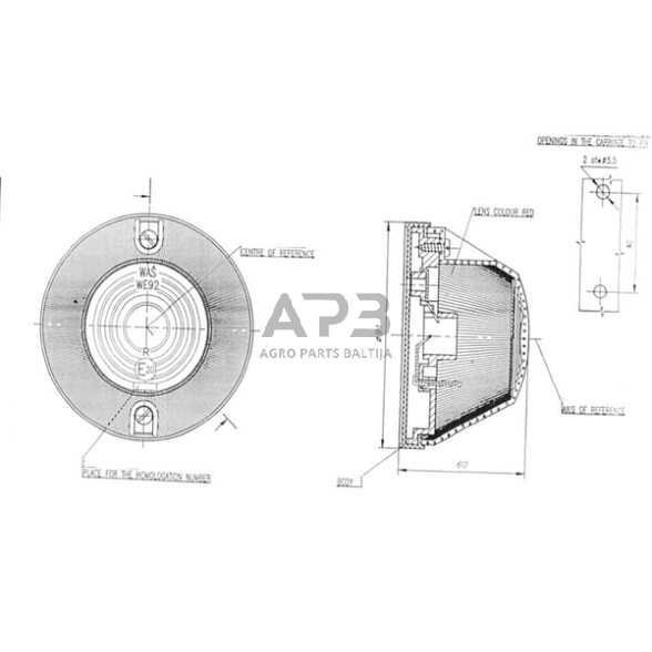 Priekabos žymeklio lemputė 12/24V, Ø91mm, Waś 1400690210 1 Priekabos žymeklio lemputė 12/24V, Ø91mm, Waś 1400690210 1