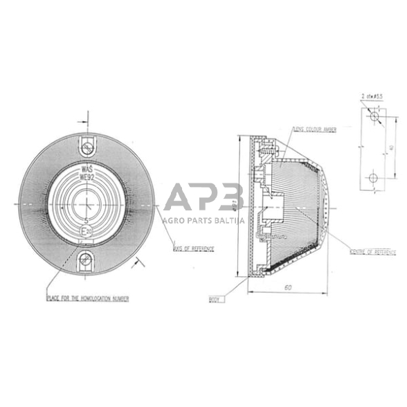 Priekabos žymeklio lemputė 12/24V, Ø91mm, Waś 1400690220 1 Priekabos žymeklio lemputė 12/24V, Ø91mm, Waś 1400690220 1