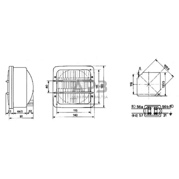 Priekinis žibintas 140x81x81mm, Cobo 05113000 2 Priekinis žibintas 140x81x81mm, Cobo 05113000 2
