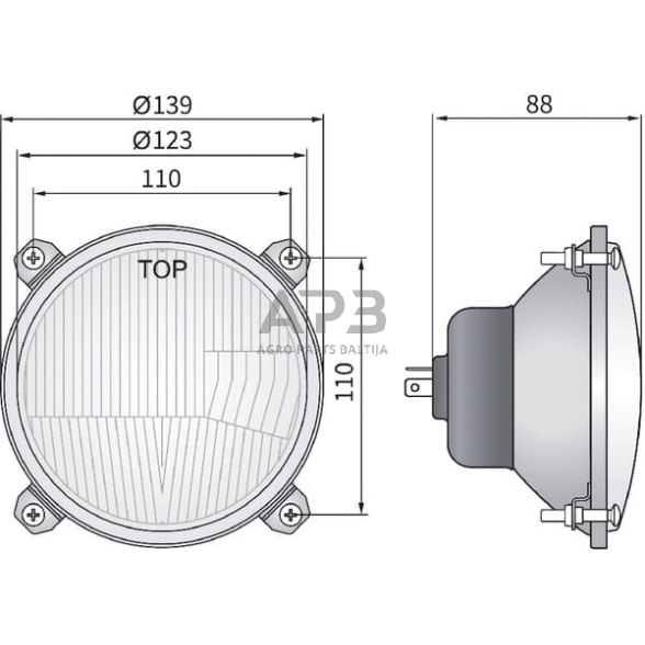 Priekinis žibintas Halogenas 12/24V, 123x123mm, LA80154 2 Priekinis žibintas Halogenas 12/24V, 123x123mm, LA80154 2
