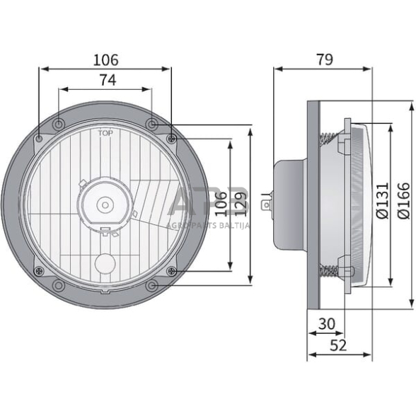 Priekinis žibintas Halogenas 12/24V, 139x139mm, LA80150 2 Priekinis žibintas Halogenas 12/24V, 139x139mm, LA80150 2