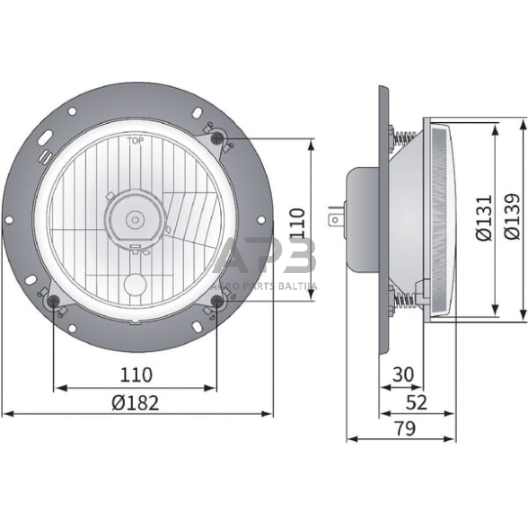 Priekinis žibintas Halogenas 12/24V, 139x139mm, LA80153 2 Priekinis žibintas Halogenas 12/24V, 139x139mm, LA80153 2
