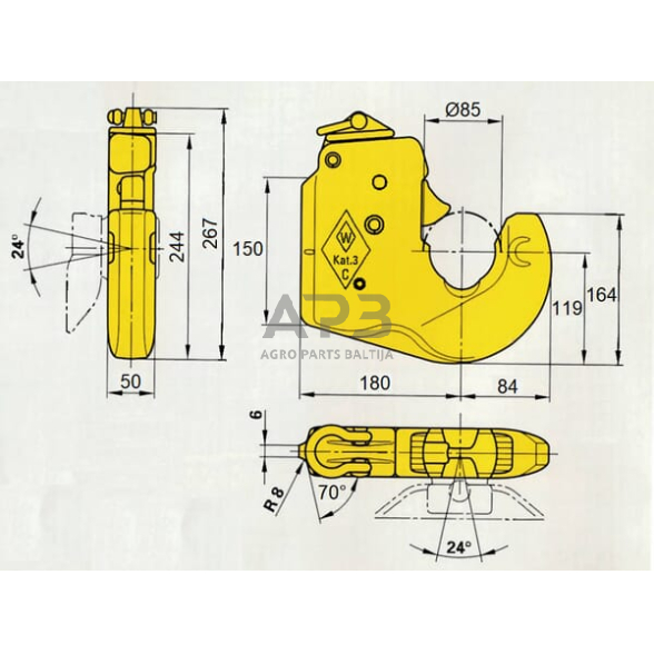 Prikabinimo sistemos virinamas kablys 85,00 mm 1208557 2 Prikabinimo sistemos virinamas kablys 85,00 mm 1208557 2