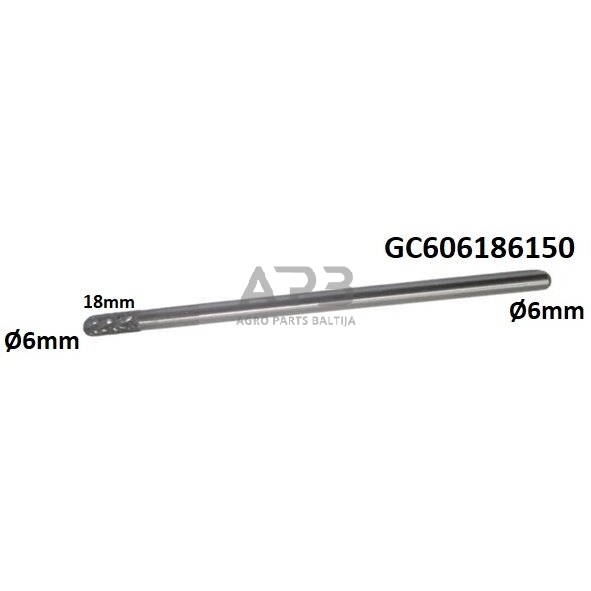 Prailginta freza kietmetalio C cilindro formos užapvalinta Ø6 x 18mm Prailginta freza kietmetalio C cilindro formos užapvalinta Ø6 x 18mm