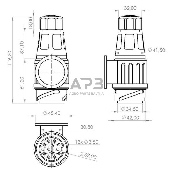 Priekabos kištukas 13 kontaktų TR00005KRPACK 3 Priekabos kištukas 13 kontaktų TR00005KRPACK 3