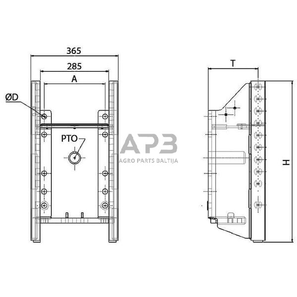 Priekabos prikabinimo rėmas 320mm Sauermann HS680NHBLG 1 Priekabos prikabinimo rėmas 320mm Sauermann HS680NHBLG 1