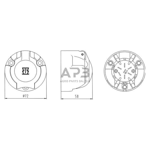 Priekabos rozetė 7 kontaktų ERICH JAEGER 101018JAE 1 Priekabos rozetė 7 kontaktų ERICH JAEGER 101018JAE 1