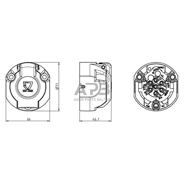 Priekabos rozetė 7 kontaktų ERICH JAEGER 101280JAE 3 Priekabos rozetė 7 kontaktų ERICH JAEGER 101280JAE 3