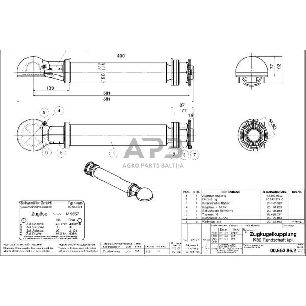 Priekabos sukabinimo kilpa apvali Scharmüller 00663962A02 1 Priekabos sukabinimo kilpa apvali Scharmüller 00663962A02 1