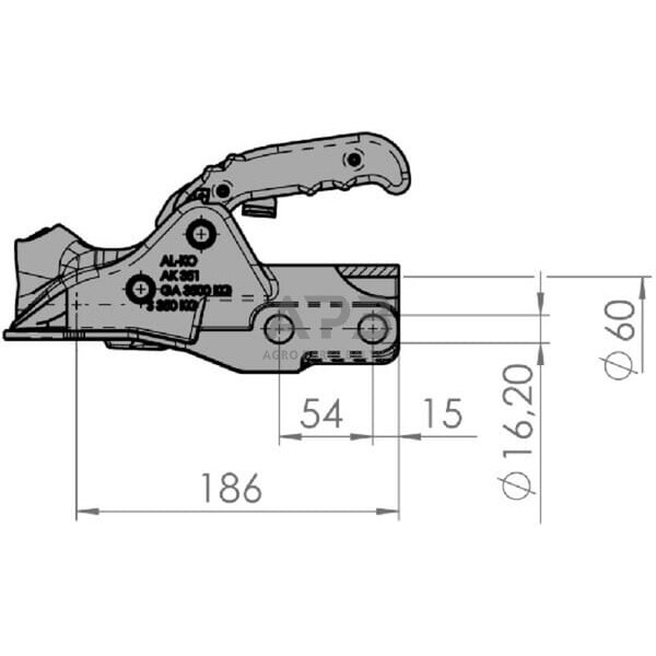 Priekabos sukabinimo spyna AL-KO AK351, 1223428 1 Priekabos sukabinimo spyna AL-KO AK351, 1223428 1