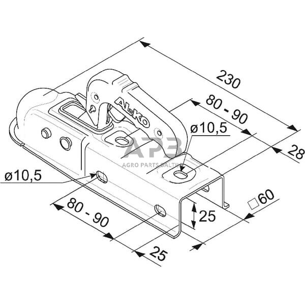 Priekabos sukabinimo spyna AL-KO AK7, 1224343 2 Priekabos sukabinimo spyna AL-KO AK7, 1224343 2