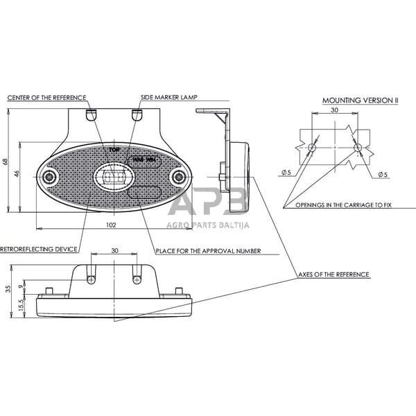 Priekabos žymeklio LED lemputė 12/24V, 102x46mm, Waś 1400300305 4 Priekabos žymeklio LED lemputė 12/24V, 102x46mm, Waś 1400300305 4