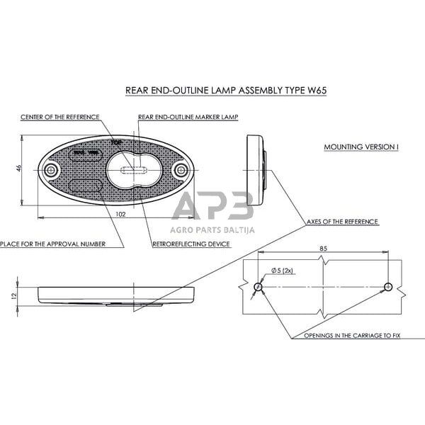 Priekabos žymeklio LED lemputė 12/24V, 102x46mm, Waś 1400300310P 4