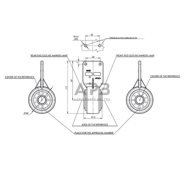 Priekabos žymeklio LED lemputė 12/24V, 117x60mm, Waś 1400300071 2 Priekabos žymeklio LED lemputė 12/24V, 117x60mm, Waś 1400300071 2
