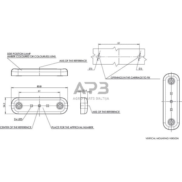 Priekabos žymeklio LED lemputė 12/24V, 84x24mm, Waś 1400300708 6
