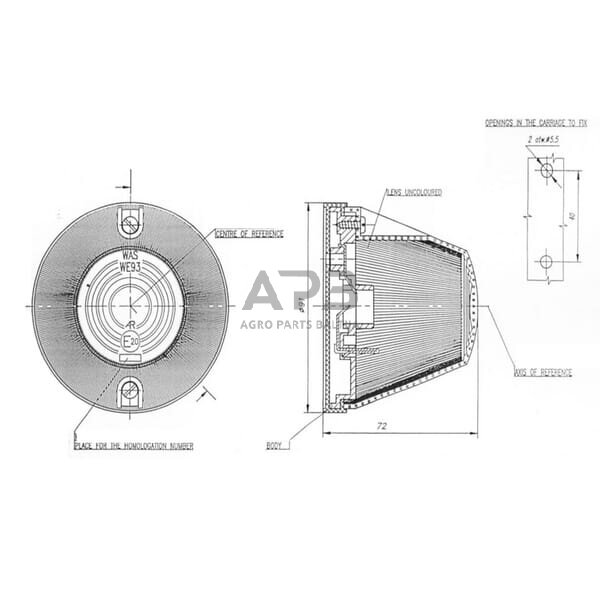 Priekabos žymeklio lemputė 12/24V, Ø91mm, Waś 1400690100 2
