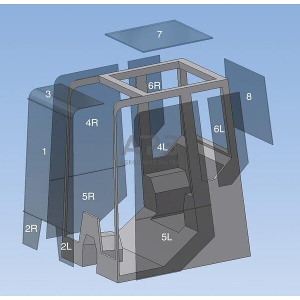 Priekinis kabinos stiklas apatinis D20048 Priekinis kabinos stiklas apatinis D20048