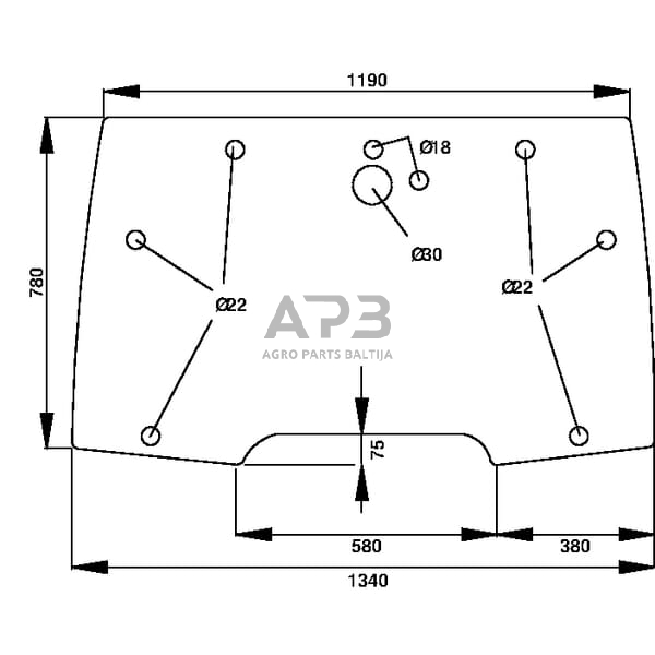 Priekinis kabinos stiklas CNH 255024A1 Priekinis kabinos stiklas CNH 255024A1
