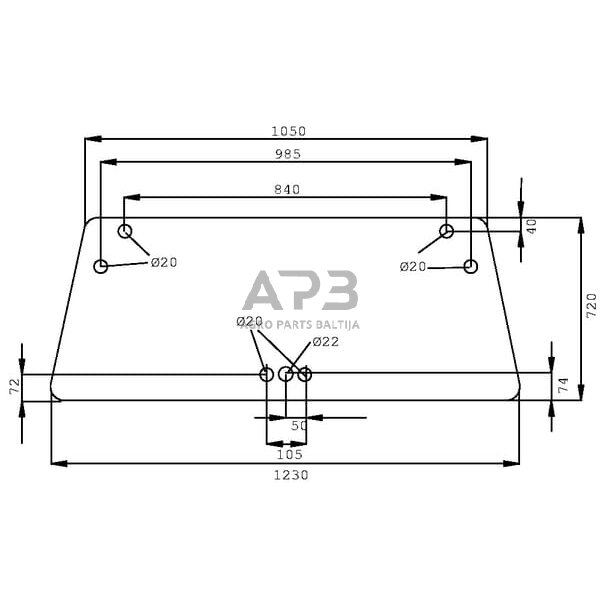 Priekinis kabinos stiklas D7722 Priekinis kabinos stiklas D7722