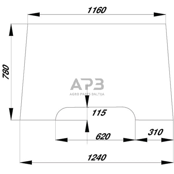 Priekinis kabinos stiklas viršutinis John Deere RT6005028924 Priekinis kabinos stiklas viršutinis John Deere RT6005028924