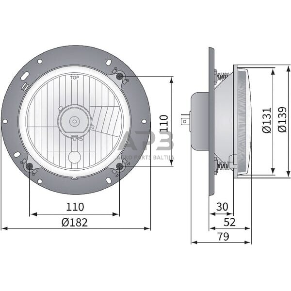 Priekinis žibintas Halogenas 12/24V, 139x139mm, LA80153 2 Priekinis žibintas Halogenas 12/24V, 139x139mm, LA80153 2