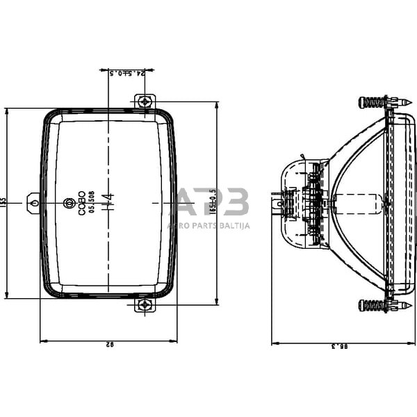 Priekinis žibintas montuojamas Halogenas 165x96.3mm, Cobo 0509580000 1 Priekinis žibintas montuojamas Halogenas 165x96.3mm, Cobo 0509580000 1
