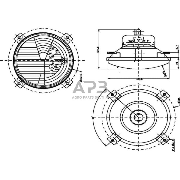 Priekinis žibintas montuojamas Halogenas Ø142.5mm, Cobo 05685000 2 Priekinis žibintas montuojamas Halogenas Ø142.5mm, Cobo 05685000 2