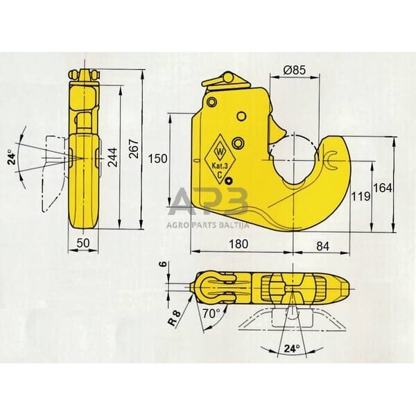 Prikabinimo sistemos virinamas kablys 85,00 mm 1208557 2