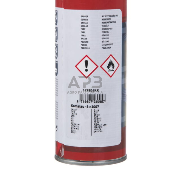Purškiami dažai (Aerozoliniai) žemės ūkio technikai 147804KR Komatsu geltonas - 8 nuo 2007 400ml 1 Purškiami dažai (Aerozoliniai) žemės ūkio technikai 147804KR Komatsu geltonas - 8 nuo 2007 400ml 1