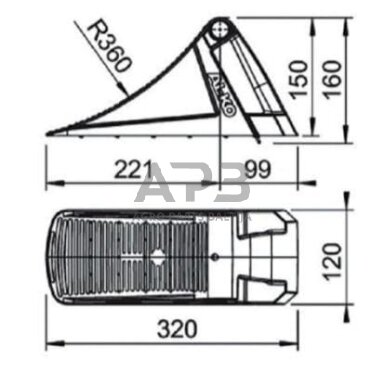 Priekabos ratų trinkelė (atrama) AL-KO UK 36 KL 1235990 Priekabos ratų trinkelė (atrama) AL-KO UK 36 KL 1235990