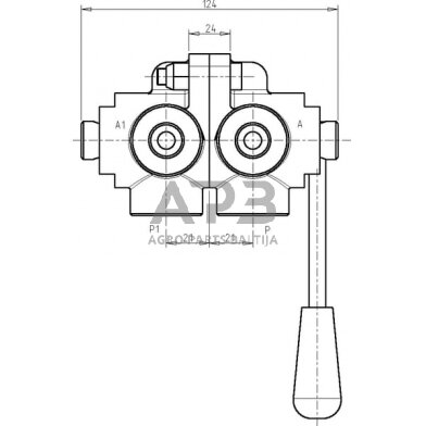 Rankinis eigos vožtuvas 6 prievadų L-Jungtis 3/8", DH056B 1 Rankinis eigos vožtuvas 6 prievadų L-Jungtis 3/8", DH056B 1