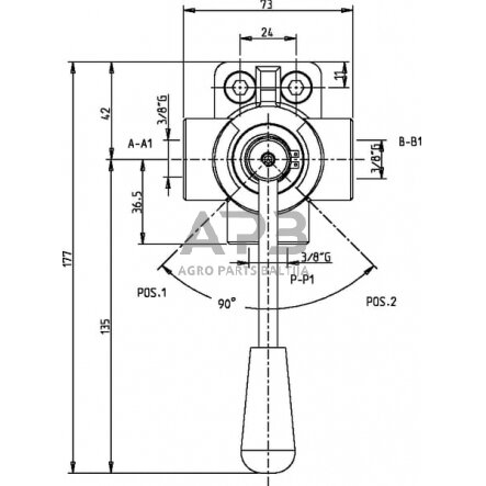 Rankinis eigos vožtuvas 6 prievadų L-Jungtis 3/8", DH056B 3 Rankinis eigos vožtuvas 6 prievadų L-Jungtis 3/8", DH056B 3