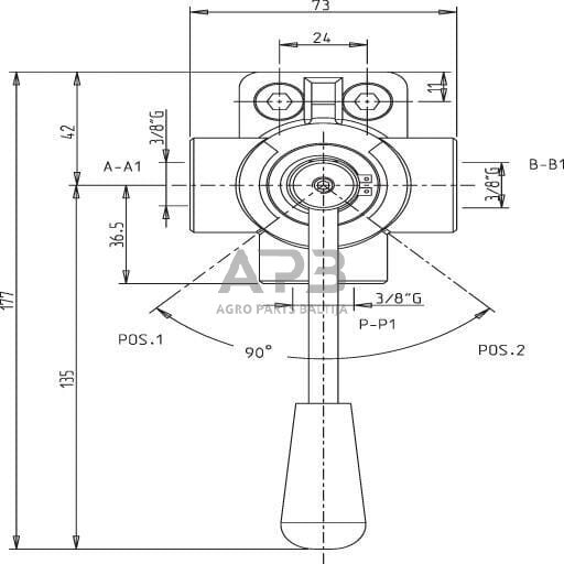 Rankinis eigos vožtuvas 6 prievadų L-Jungtis 3/8", DH056B 2 Rankinis eigos vožtuvas 6 prievadų L-Jungtis 3/8", DH056B 2