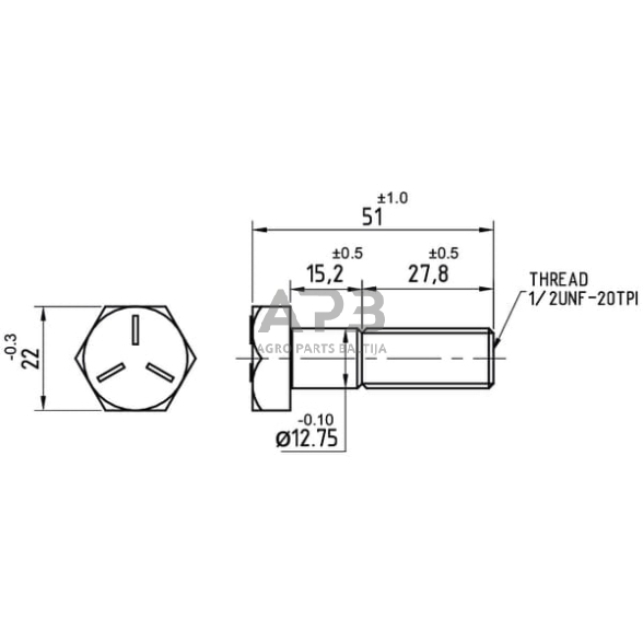 Rato varžtas 3047573R1N 1 Rato varžtas 3047573R1N 1