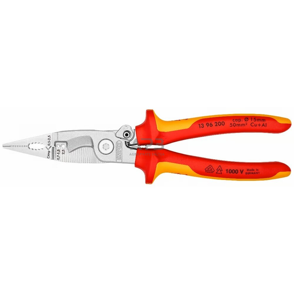 Replės elektros instaliacijos darbams VDE 200mm KNIPEX Replės elektros instaliacijos darbams VDE 200mm KNIPEX