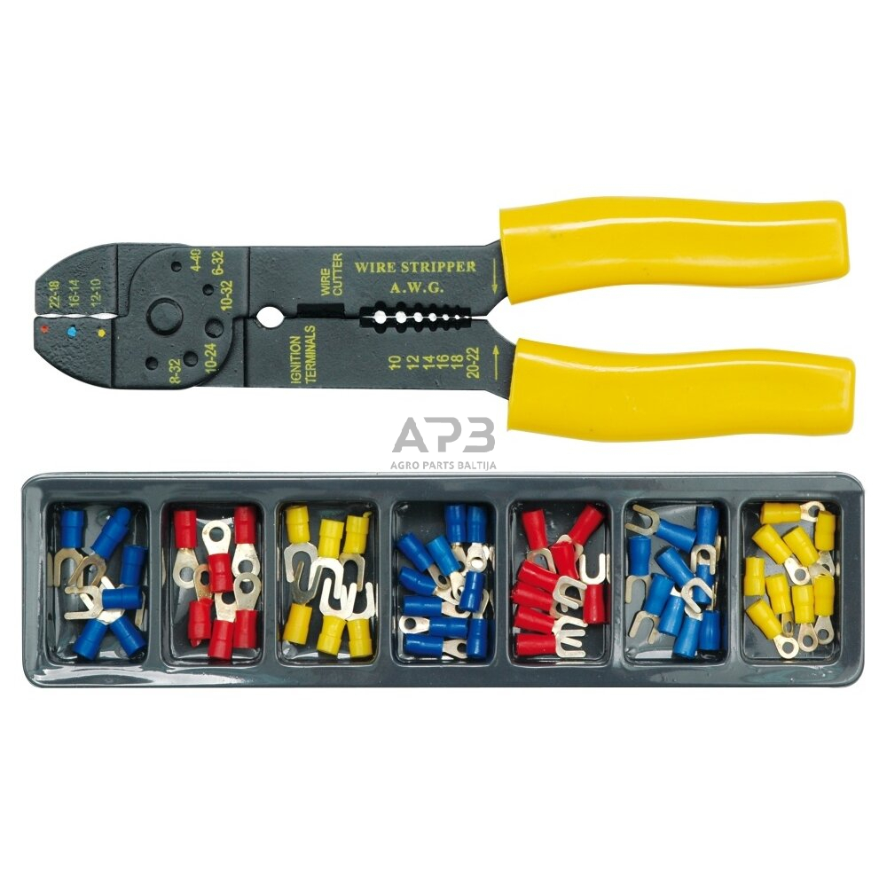 Replės laidų užspaudimui ir nuvalymui su laidų antgalių rinkiniu (100vnt) Replės laidų užspaudimui ir nuvalymui su laidų antgalių rinkiniu (100vnt)