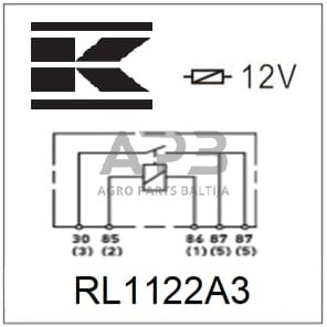 Relė 12V, 5 kontaktų RL1122A3 2