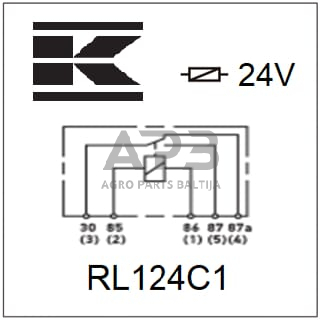 Relė 24V, 5 kontaktų RL124C1 2