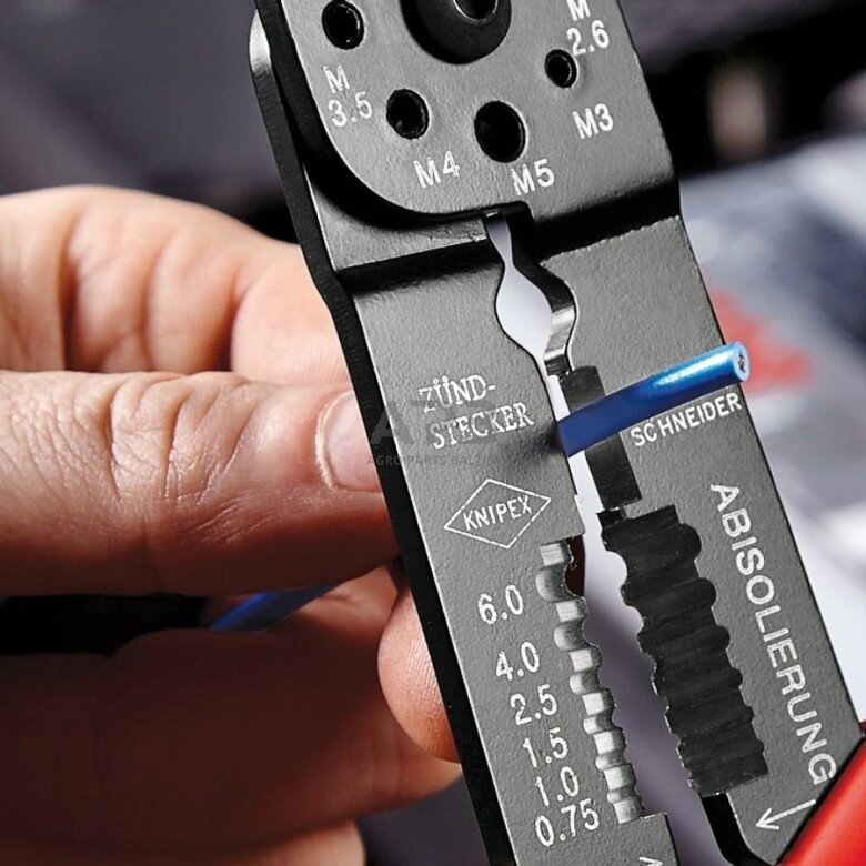 Replės laidų užspaudimui ir nuvalymui 230mm KNIPEX 5 Replės laidų užspaudimui ir nuvalymui 230mm KNIPEX 5