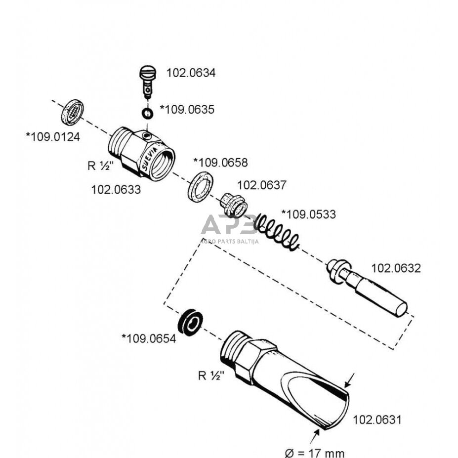 Reguliavimo varžtas su O žiedu Suevia SU10206345 1 Reguliavimo varžtas su O žiedu Suevia SU10206345 1