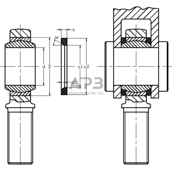 Riebokšlis (salnikas) strypų galams CD30SK 1 Riebokšlis (salnikas) strypų galams CD30SK 1