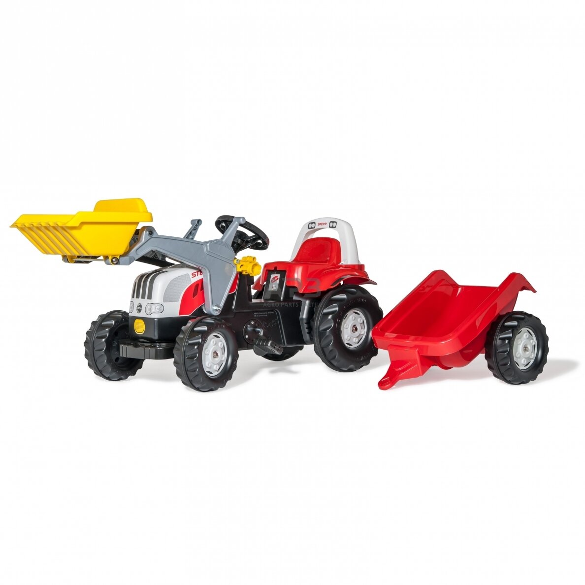 Rolly Toys Steyr CVT 6165 traktorius su pedalais ir priekaba, 023936 Rolly Toys Steyr CVT 6165 traktorius su pedalais ir priekaba, 023936
