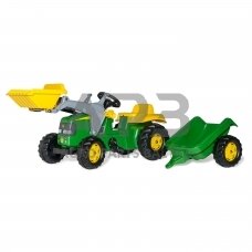 Rolly Toys John Deere traktorius su pedalais ir priekaba, 023110