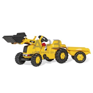 Rolly Toys traktorius su pedalais, priekiniu krautuvu ir priekaba, 023288