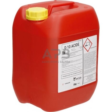 Rūgštinis ploviklis Kersia D10 ACIDE 11kg, skirtas melžimo įrangai valyti ir nukalkinti D10ACIDE11 Rūgštinis ploviklis Kersia D10 ACIDE 11kg, skirtas melžimo įrangai valyti ir nukalkinti D10ACIDE11
