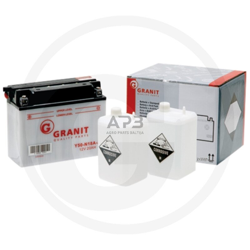 Rūgštinis akumuliatorius traktoriui Granit 12 V / 20 Ah 205 x 90 x 162 mm Rūgštinis akumuliatorius traktoriui Granit 12 V / 20 Ah 205 x 90 x 162 mm