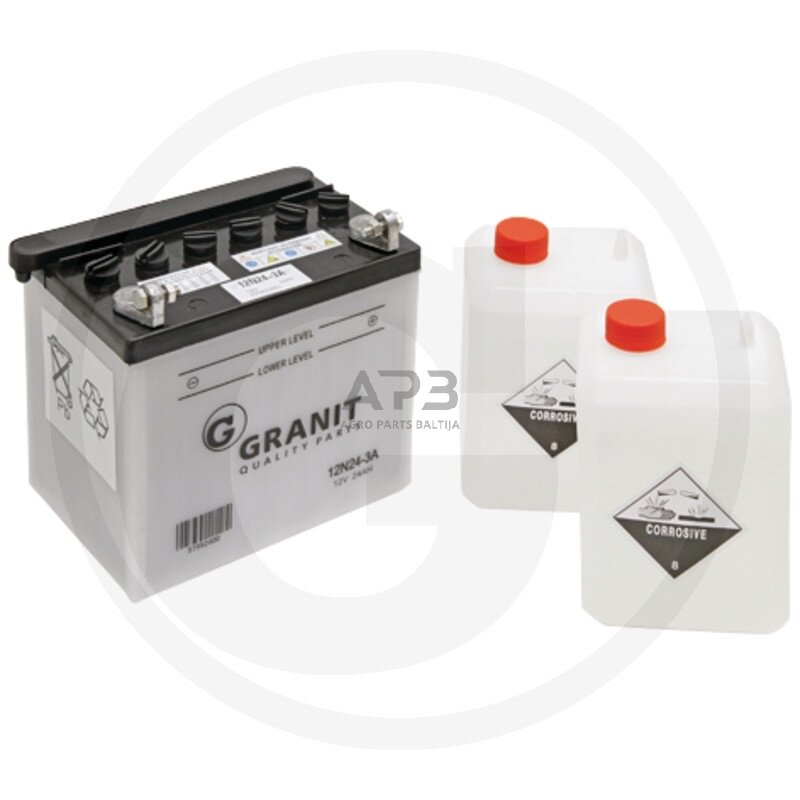 Rūgštinis akumuliatorius traktoriui Granit 12 V / 24 Ah 184 x 124 x 175 mm Rūgštinis akumuliatorius traktoriui Granit 12 V / 24 Ah 184 x 124 x 175 mm